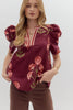 Tour The Town Floral Top-Wine