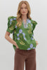 Tour The Town Floral Top-Green