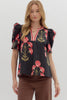 Tour The Town Floral Top-Black