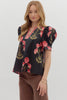 Tour The Town Floral Top-Black