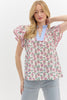 Peony Fields Flutter Sleeve Top
