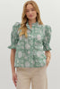 Bluebell Charm Floral Top-Forest