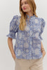 Bluebell Charm Floral Top-Indigo