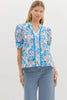 Blue China Floral Top