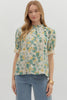 Carefree Charm Floral Top-Light Teal