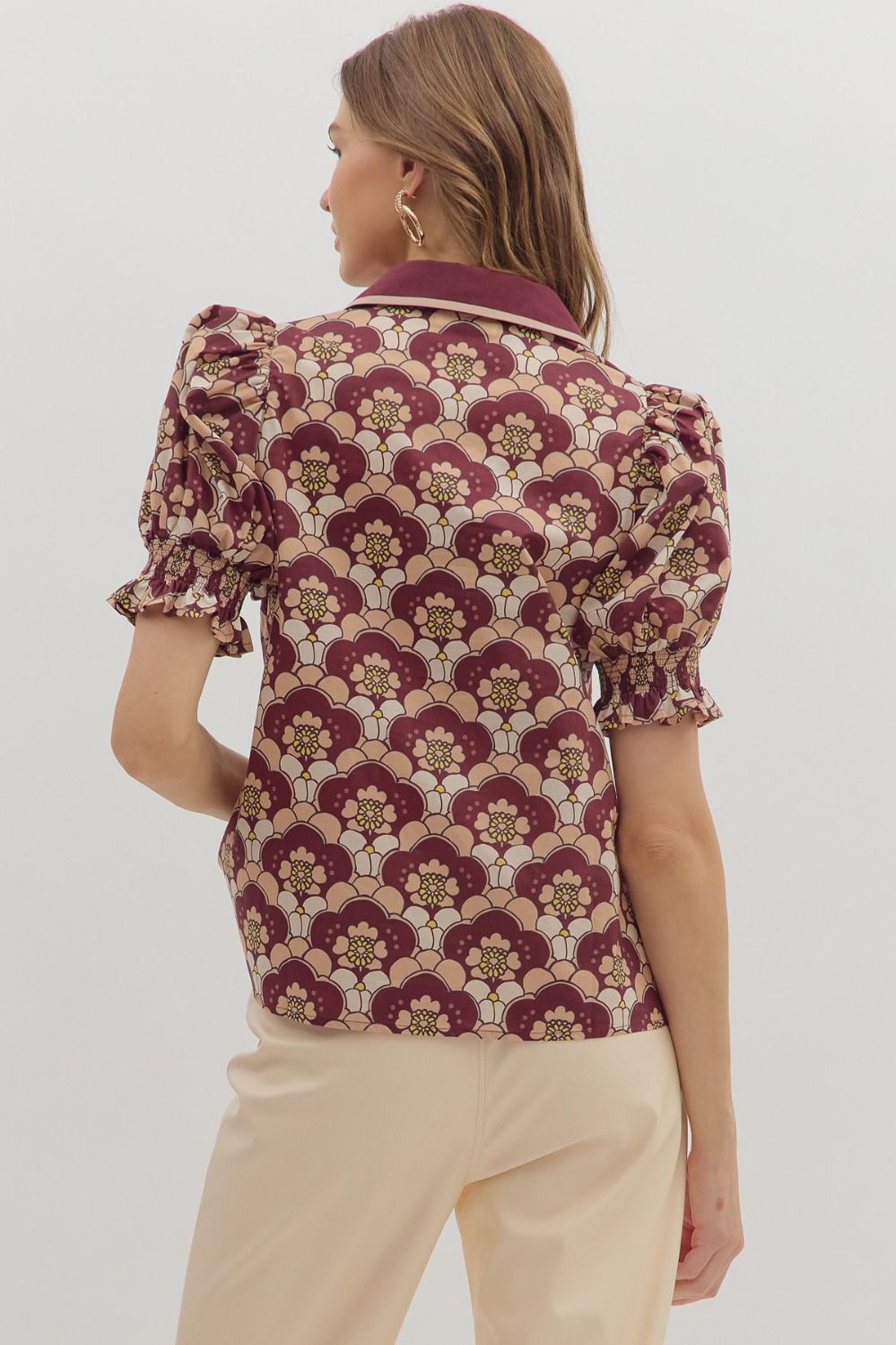 Hopeful Dreamer Floral Top-Wine