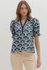 Hopeful Dreamer Floral Top-Navy