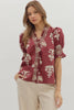 Greenhouse Florals Print Top-Garnet