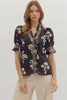 Greenhouse Florals Print Top-Black