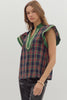 So Charmed Plaid Top-Navy
