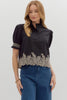 Threaded Bloom Embroidered Top-Black