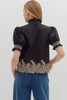 Threaded Bloom Embroidered Top-Black