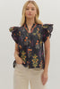 Garden Reverie Botanical Top-Black