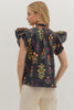 Garden Reverie Botanical Top-Black
