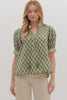 Blossom Drift Botanical Top-Olive
