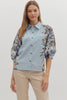 Snapdragon Floral Top-Chambray
