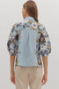 Snapdragon Floral Top-Chambray