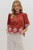 Bohemian Dreams Embroidered Top-Brick
