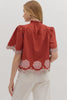 Bohemian Dreams Embroidered Top-Brick