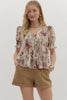 Misty Love Floral Pintuck Top