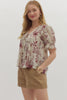 Misty Love Floral Pintuck Top