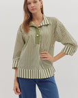 Right Way Striped Top-Olive