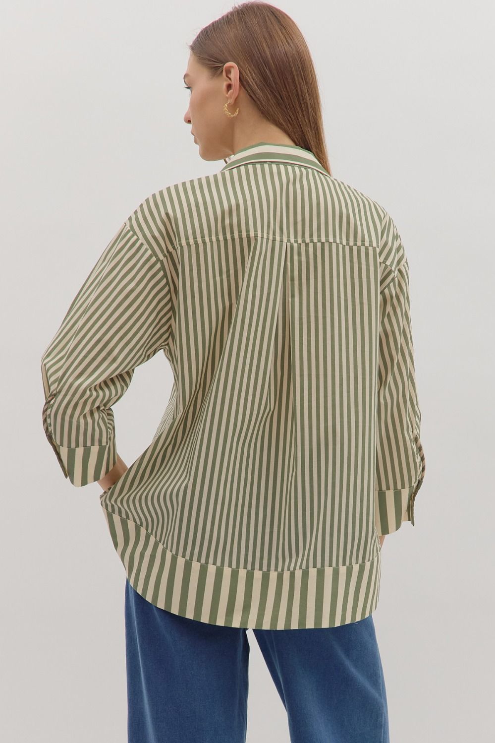 Right Way Striped Top-Olive