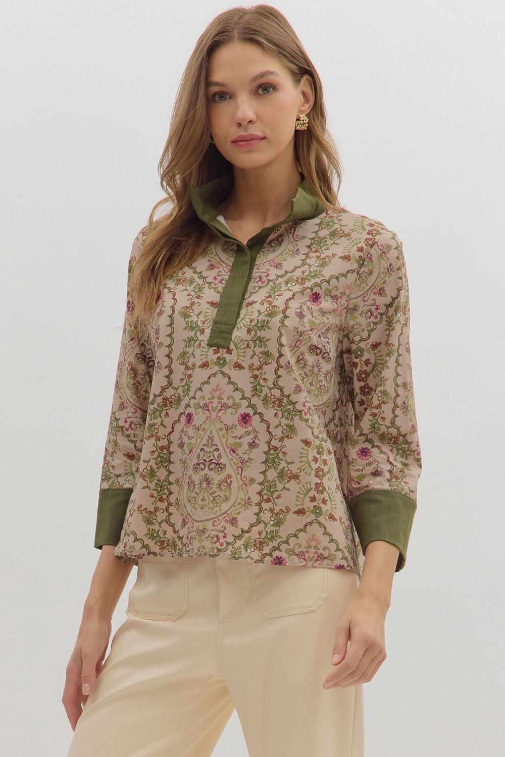 Paisley Days Top-Taupe