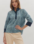 Paisley Days Top-Slate Blue