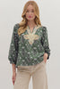 Midtown Florals Top-Moss