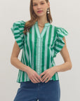 Weekend Wander Stripe Top-Green