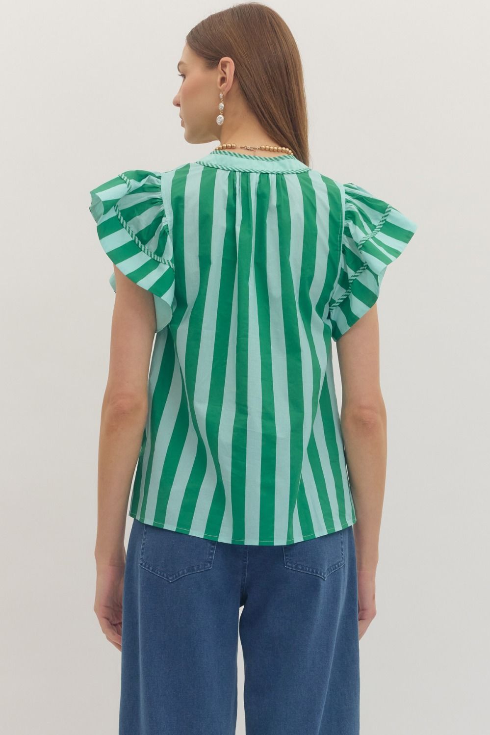 Weekend Wander Stripe Top-Green