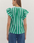 Weekend Wander Stripe Top-Green