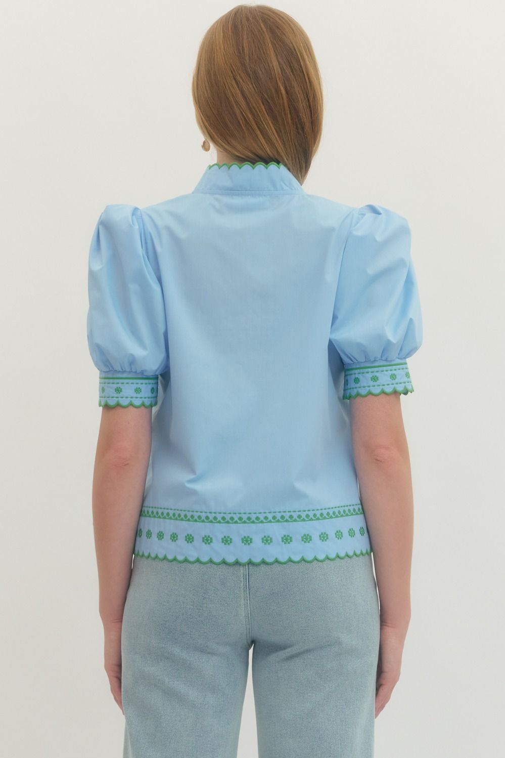 Embroidered Dream Top-Blue