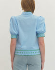 Embroidered Dream Top-Blue