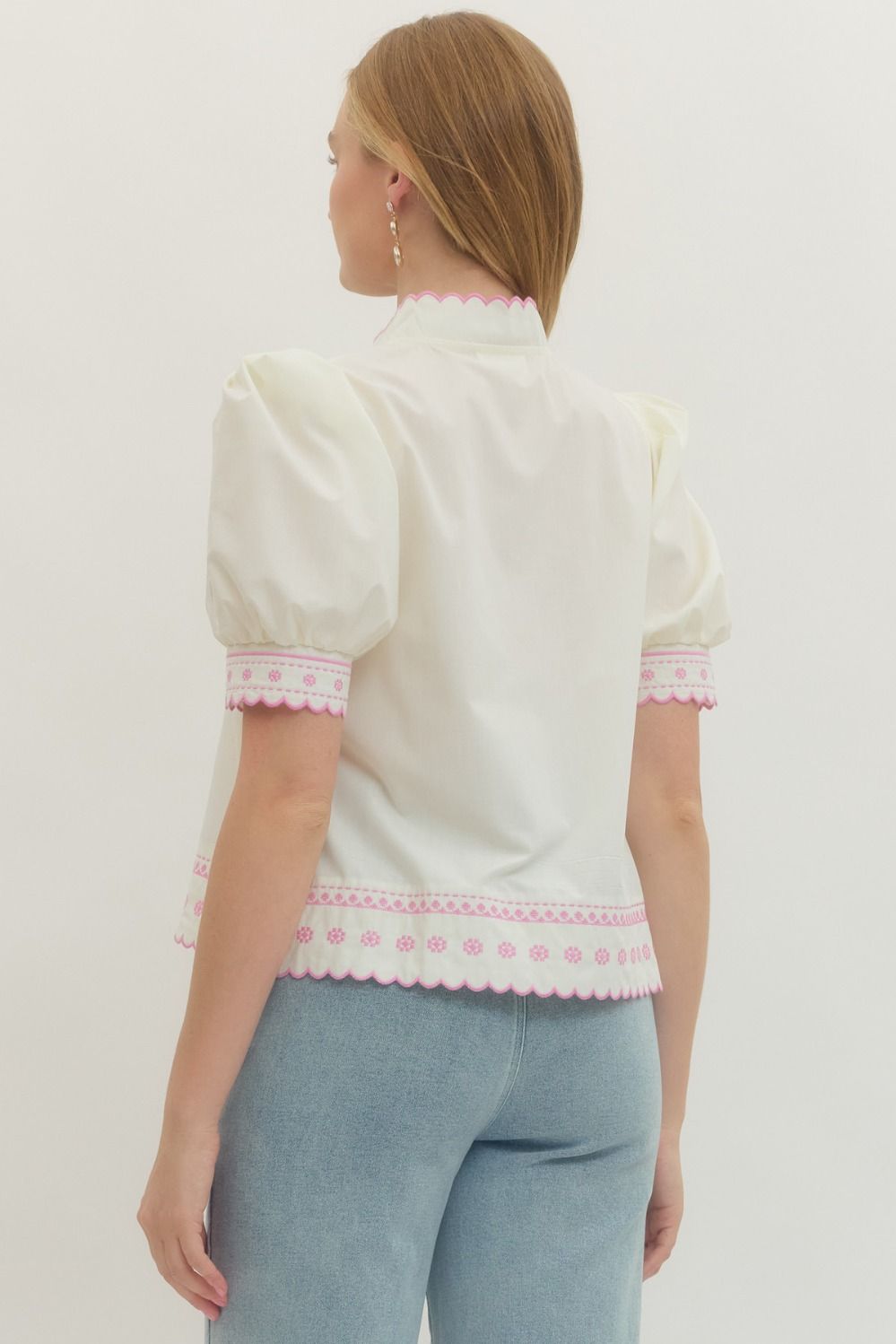 Embroidered Dream Top-Cream