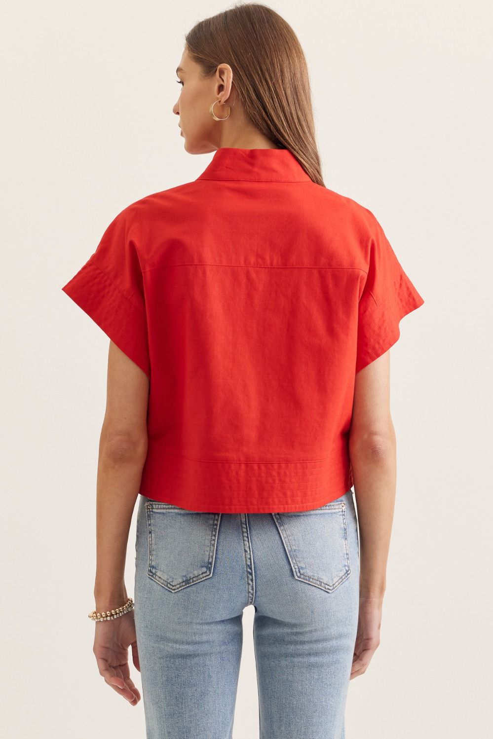 Timeless Touch Collar Top-Red