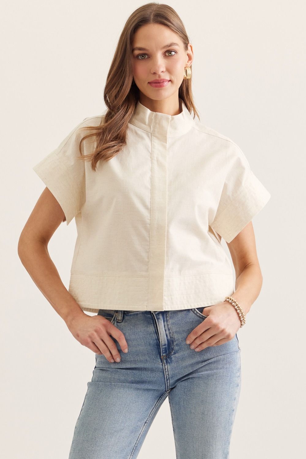Timeless Touch Collar Top-Linen