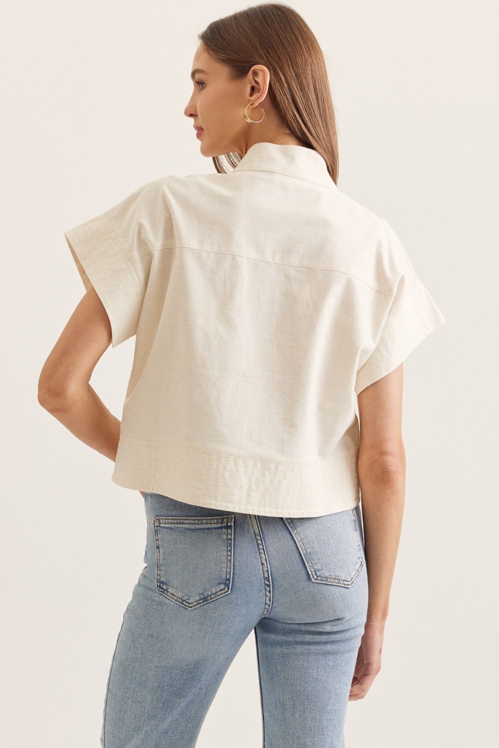 Timeless Touch Collar Top-Linen