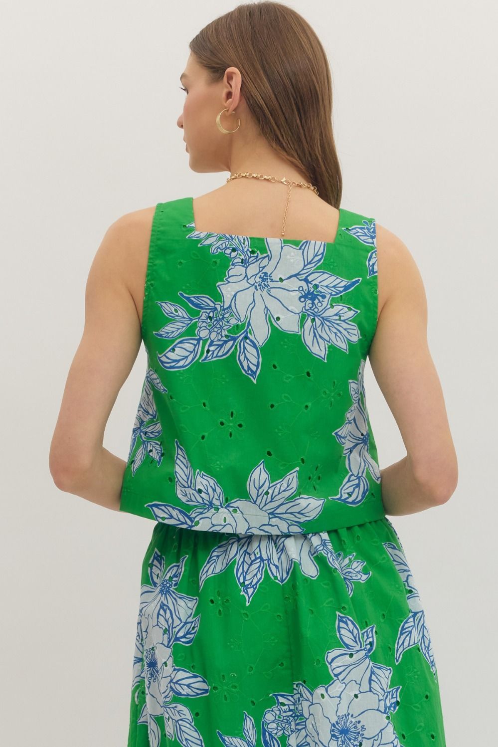 Soft Bloom Sleeveless Top-Green
