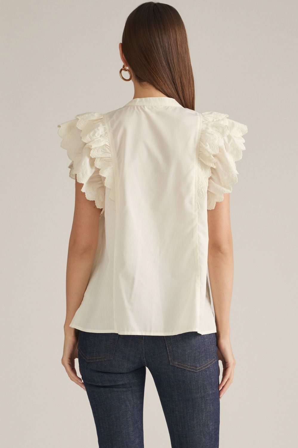 Marcella Ruffle Top-Cream