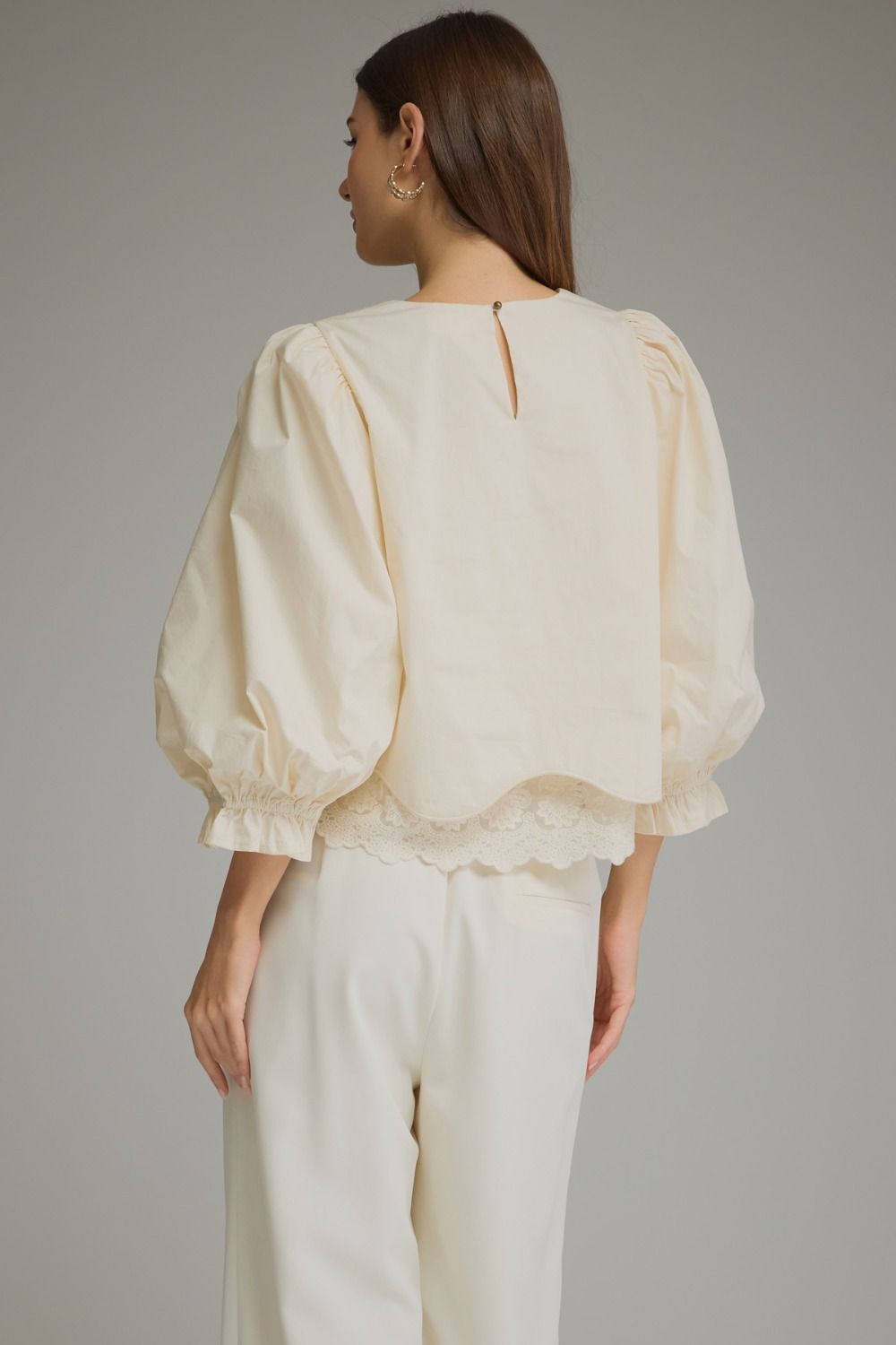 La Belle Puff Sleeve Top-Ecru