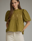 Beatrice Puff Sleeve Top-Olive