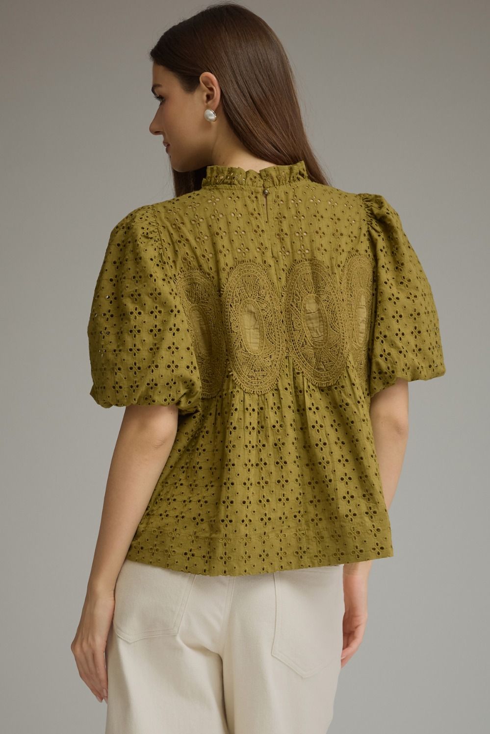 Beatrice Puff Sleeve Top-Olive