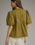 Beatrice Puff Sleeve Top-Olive
