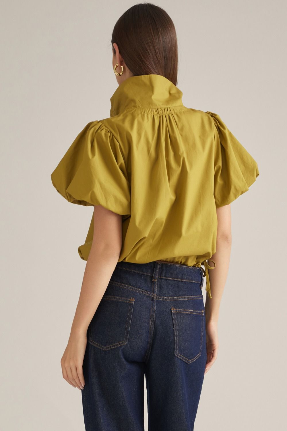 Alessia Puff Sleeve Top-Martini Olive