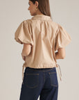 Alessia Puff Sleeve Top-Light Taupe