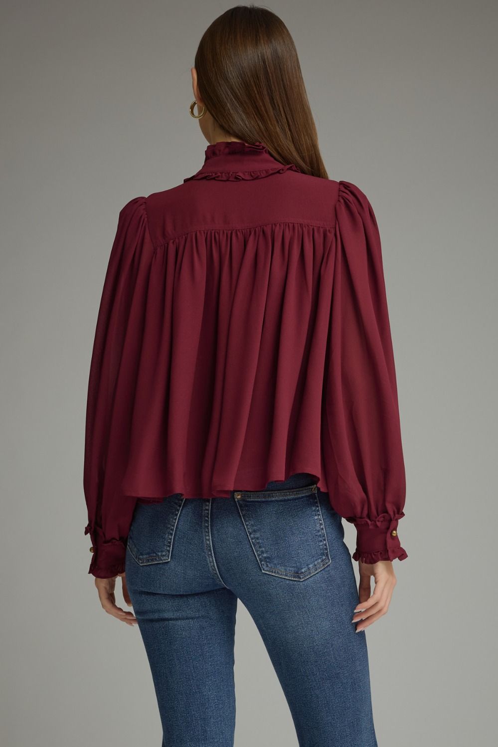 Francesca Puff Sleeve Top-Burgundy