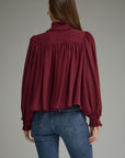 Francesca Puff Sleeve Top-Burgundy