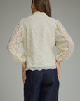 The Mandarin Lace Top-Cream